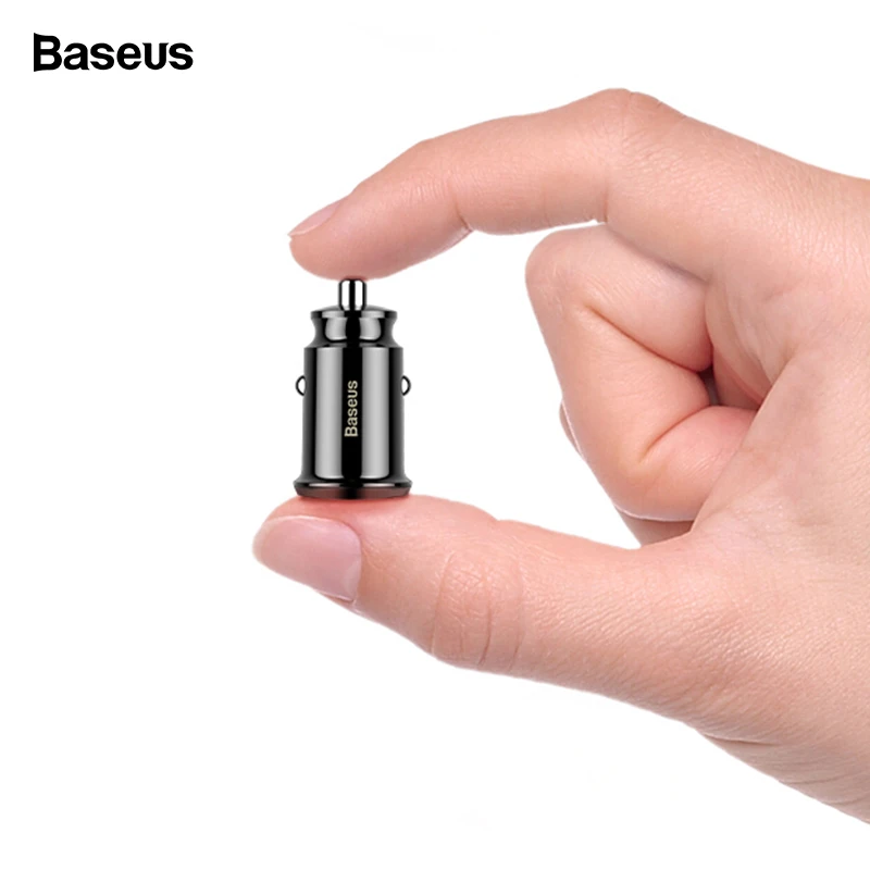 Baseus شاحن سيارة USB صغير للجوال هاتف لوحي 3.1A سريع شاحن سيارة-شاحن المزدوج USB سيارة الهاتف شاحن آيفون Xiaomi