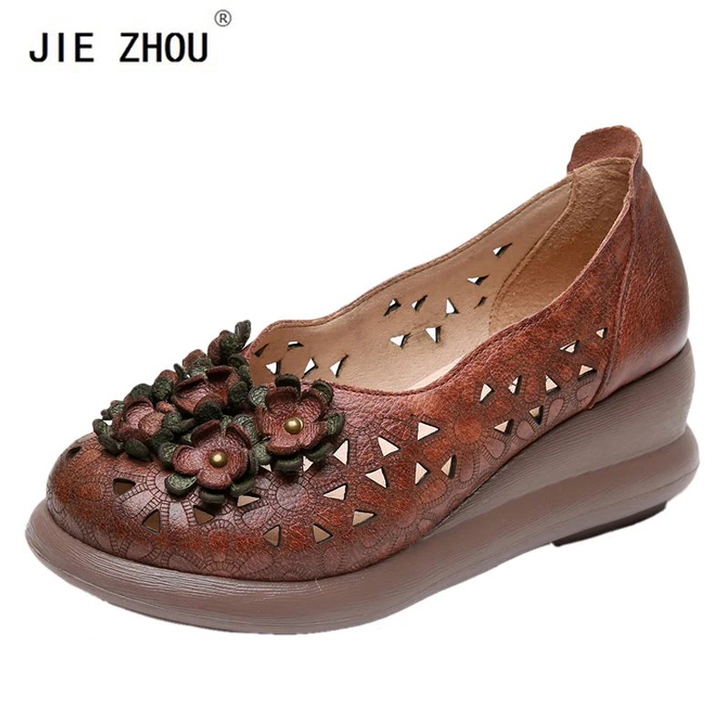 

New Fashion Women Sandals Breathable Comfort Genuine Leather Wedges Shoes Woman Summer Platform Sandal Shoes