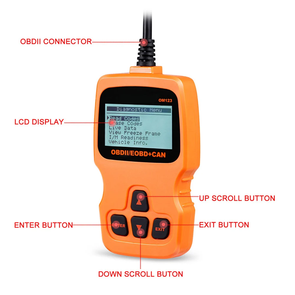 ODB2 Авто сканер читать и четкий неисправности свет Code Reader ELM327 OM123 OBD2 автомобильной Автомобильный сканер для диагностики отличного качества инструмент