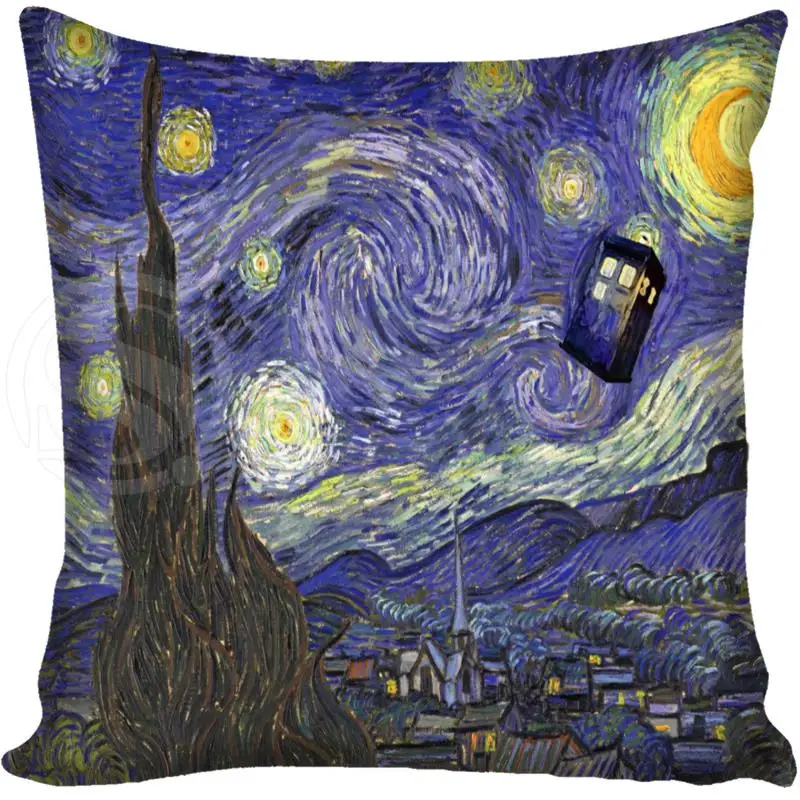

G0309 Custom Pillowcase Tardis Dr Doctor Who Police Box Van Gogh Starry Night Pillow Cover size