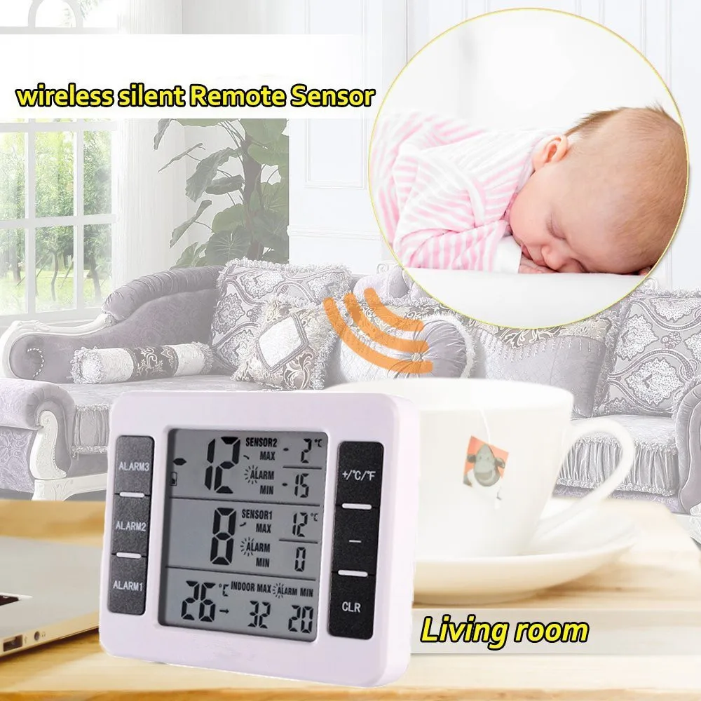 

Digital Freezer Fridge Thermometer With Wireless Transmitter Indoor Outdoor Temperature Meter C/F Value Display Weather Station