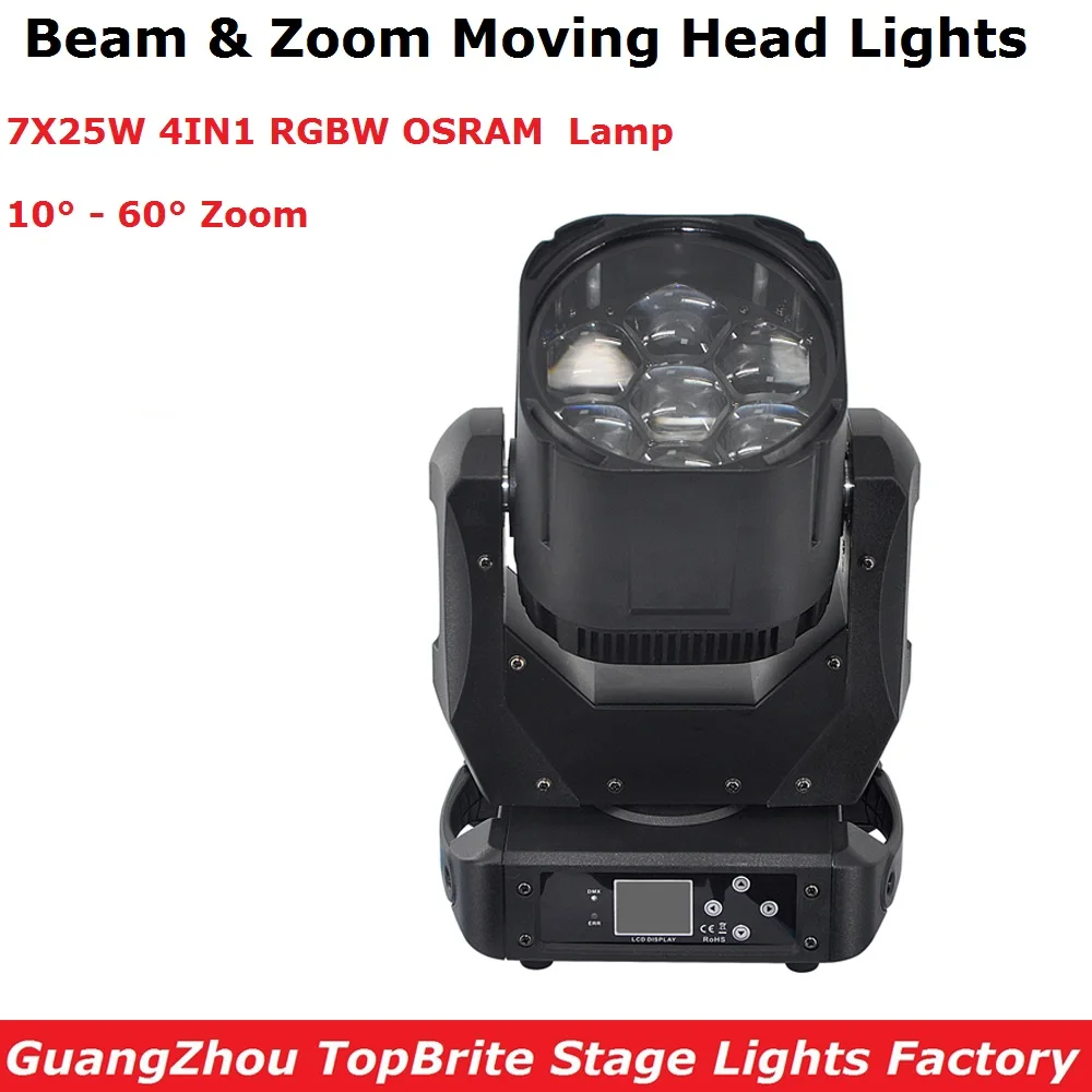 

Dj Equipments Osra-m Moving Head Light Beam Zoom 7X25W High Power RGBW 4IN1 Color Mixing DMX 16 Channel Laser Dj DMX Disco Light