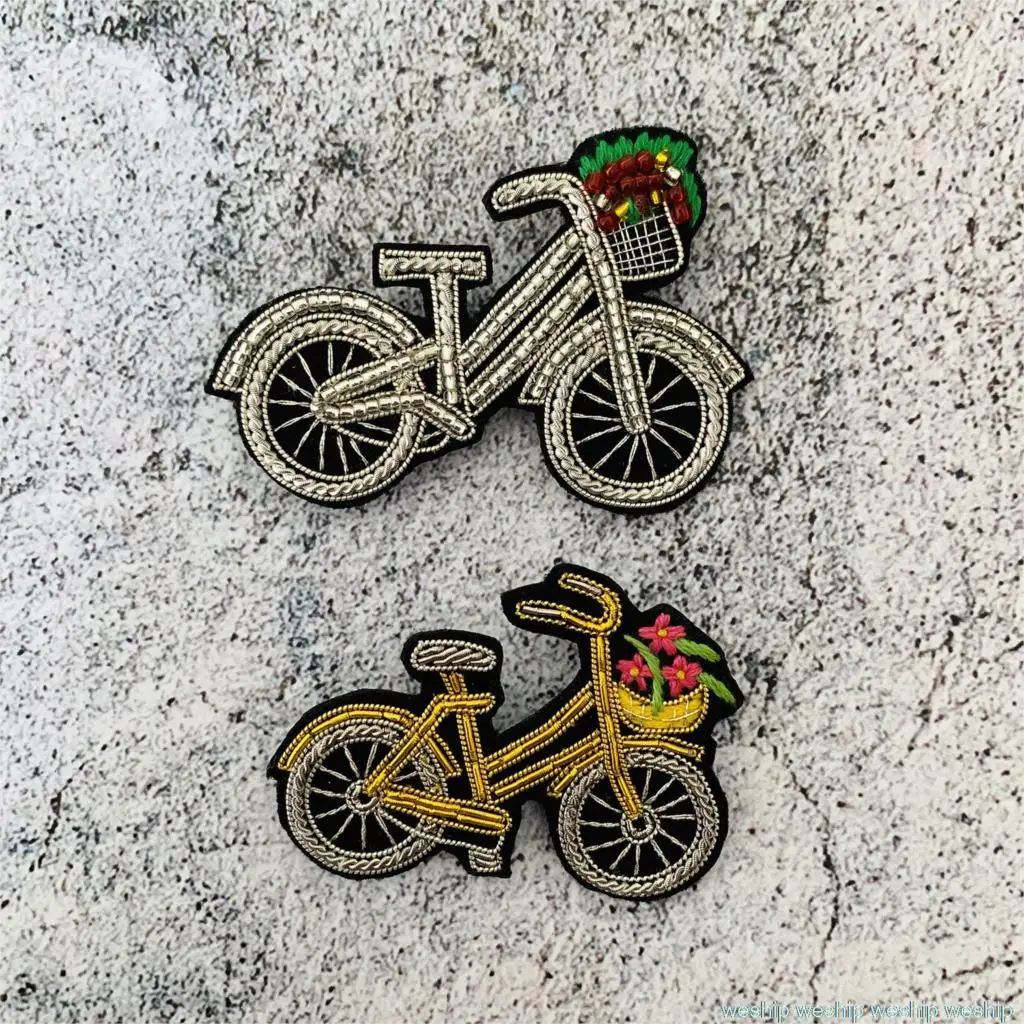 

DIY New product 3D Hand embroidered badges bicycle cowboy Armband applique for Coat Trousers Bag Brooch