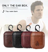 2019 New Earphone Case For Apple Airpods Strap Genuine Leather with Buttons Protection Headphone Case Earphone Accessories
