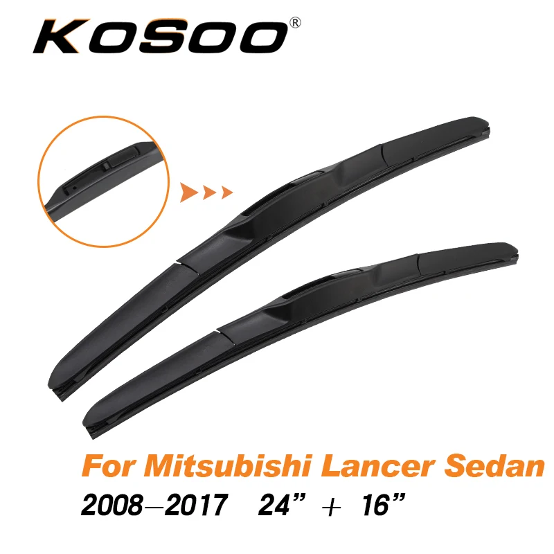 KOSOO для Mitsubishi Lancer Sedan/Wagon/Sport Fit J Hook Arm модель года от 2003 до Авто натуральный каучук щетки стеклоочистителя - Цвет: Sedan2008-2017 S2416