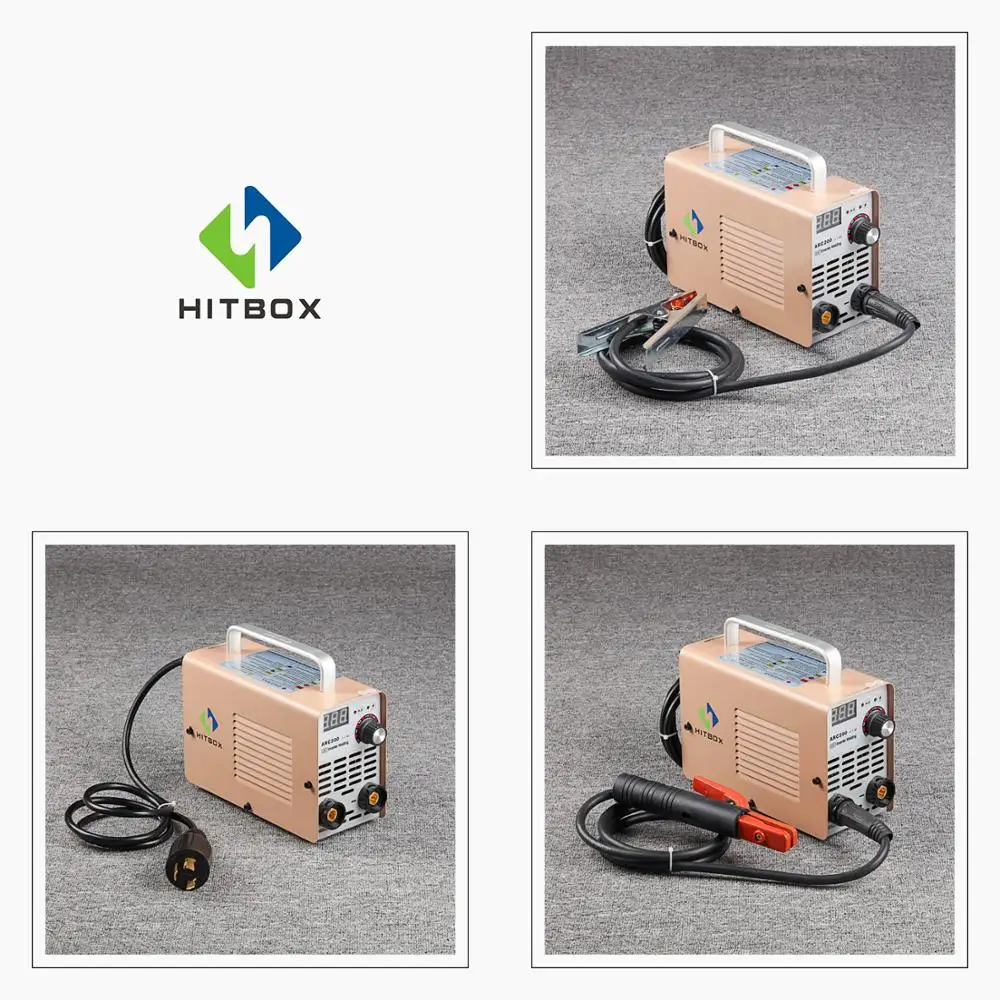 HITBOX Arc ZX7 Mini ARC200 Welder 220V For Carbon Steel Welding With Electrode Holder And Earth Clamp