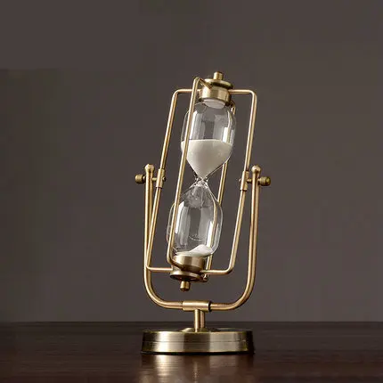 HQ современный тип металла фиксированный/поворотный Песок стеклянный песочный таймер часы стекло искусство и ремесла кабинет спальня офис посуда - Цвет: Gold 30 Minutes