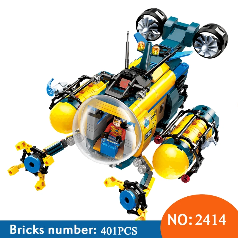 

Enlighten 2414 401pcs City Diving Spar Shark Mining Drilling Machine Submarine Building Blocks Toys For Children