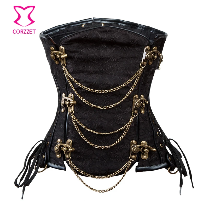 

6XL Black Sexy Plus Size Corsets And Bustiers Steampunk Underbust Corset Waist Trainer Korsett For Women Espartilhos E Corpetes