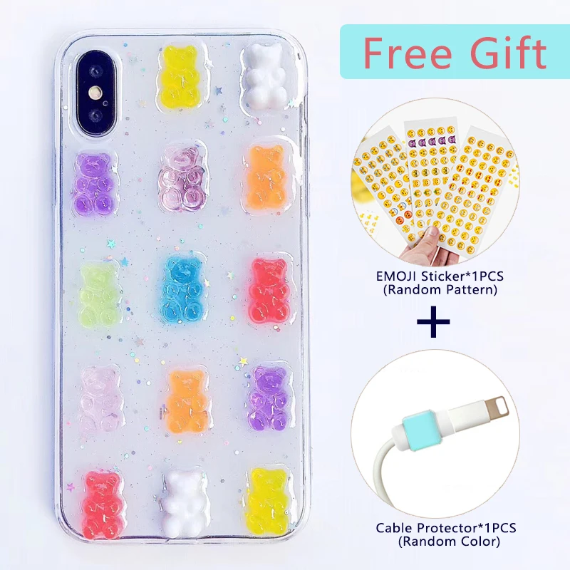 ShinyBean iPhone X Case - Cute 3D Gummy Bear Candy Color Soft Cases for iPhone X, 6, 6S, 7, 8 Plus, XS Max, XR - Glitter TPU Cover image 6