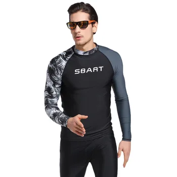 

Sbart 1PC Rash Guards Men Wetsuits Swimwear Swimming T Shirts Long Sleeve Surfing Sailing Male Swimsuits Beach Bathing Suits DBE