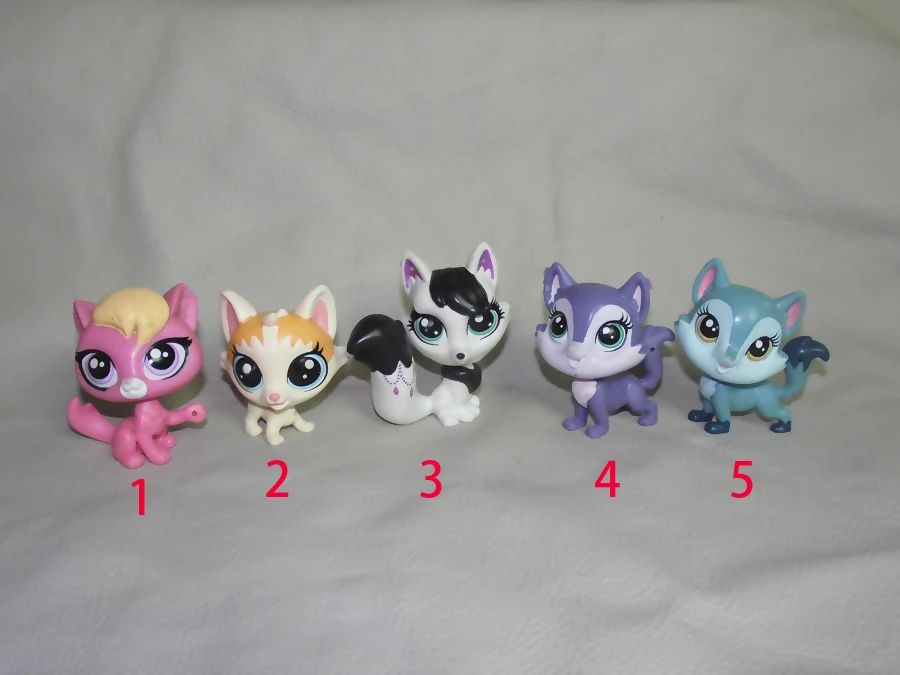 

A11 US Original Foreign Trade BIG Head 5cm PLS Pets Shop Children Toy Action Animals FOX Playhouse Doll Puppets 90%new