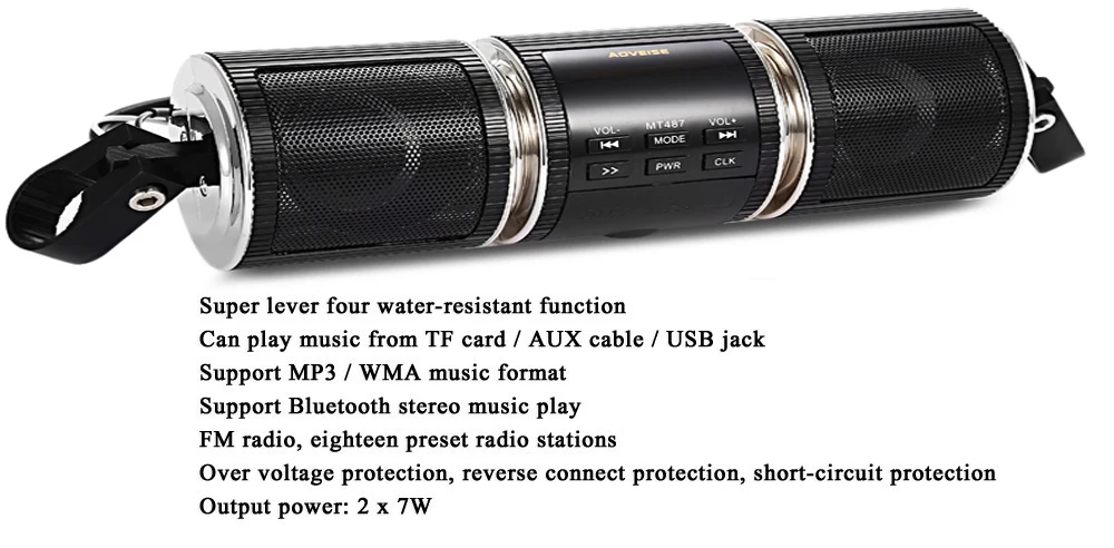 MT487 мотоцикл динамик Bluetooth V2.1+ EDR аудио плеер водостойкий стерео динамик fm-радио AUX USB TF MP3-плеер