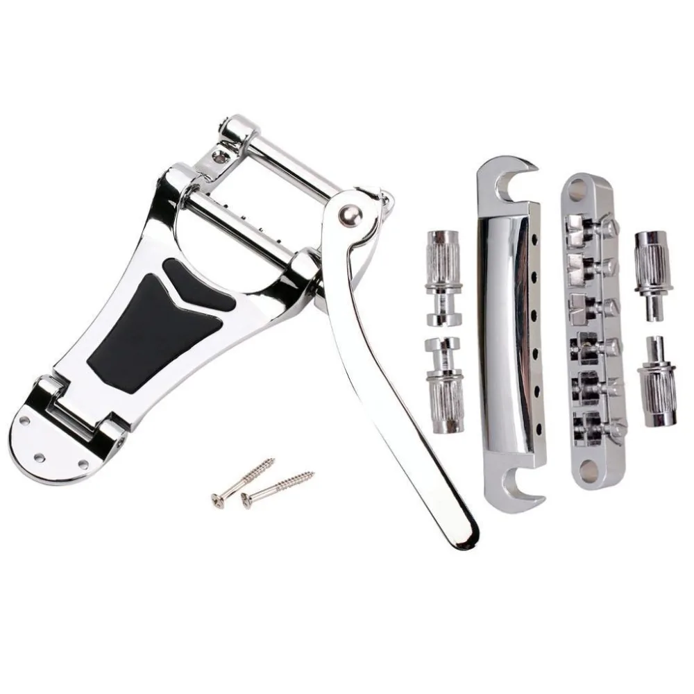 

Chrome Vitrato Tremolo Bridge&Roller Saddle Bridge Tailpiece for style Electric Guitar Parts Guitar Replacemen