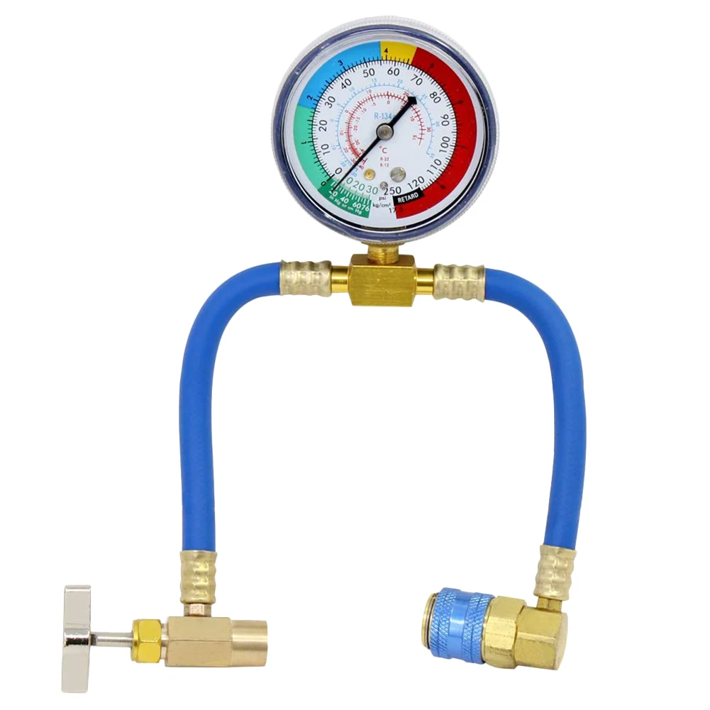 R134A Car Air Conditioning Refrigerant Adapter Can Bottle Tap Opener with Pressure Guage WWO66