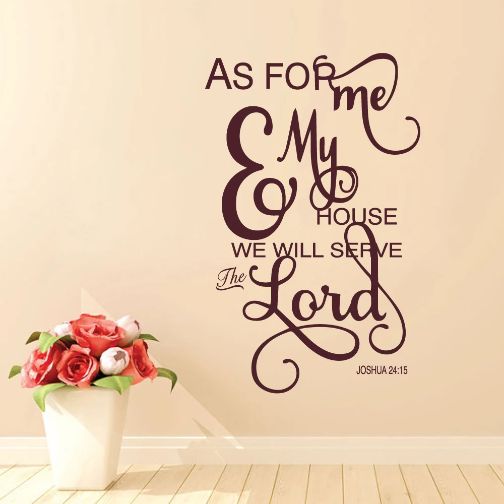 BATTOO As For Me And My House Wall Decals Quotes Christian Wall Art