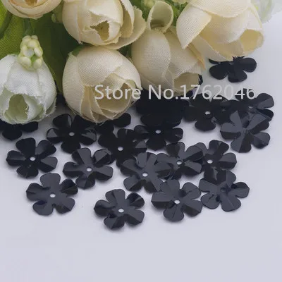 

500pcs(50g) Black Solid Color 14mm CUP Five Leaf Flower loose sequins Paillettes sewing Wedding Craft Scrapbook for Garment