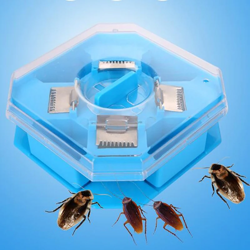 

Non-Toxic Eco Blue Color Reusable Plastic Cockroach Bug Roach Motel Catcher Catch Insect Pest Killer Bait Traps