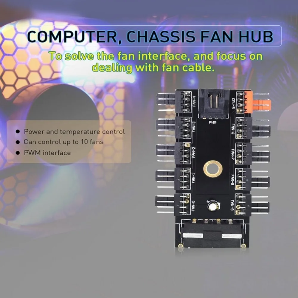 4-контактный Вентилятор охлаждения с регулировкой скорости и температуры, PWM вентилятор, концентратор управления скоростью, 12 В, 10 вариантов, чехол для компьютера с кабелем подключения PWM