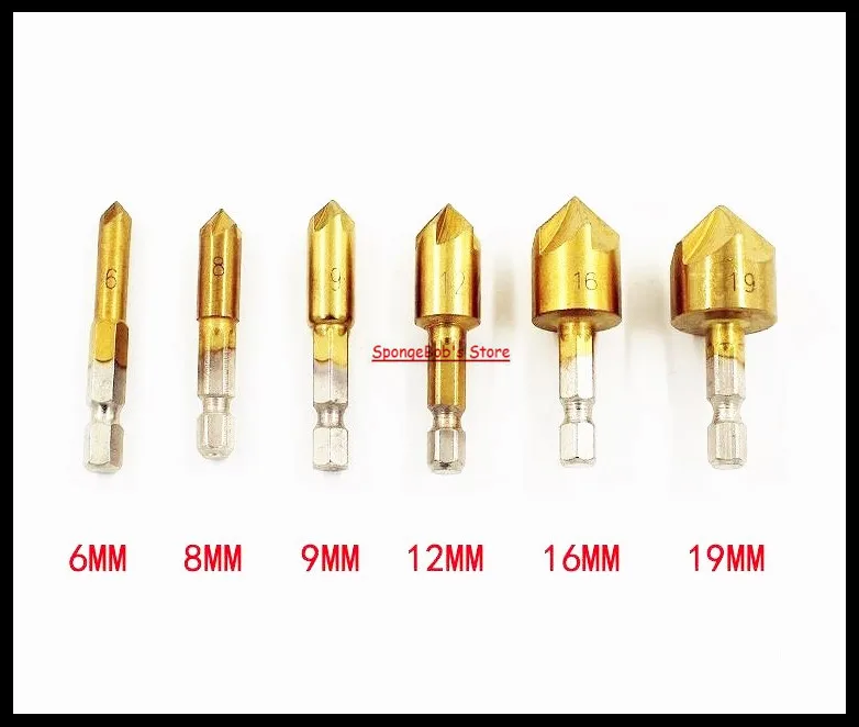 6 19mm Hex Handle Five Edge Chamfer Of Titanium Coating Knife Bore Hole