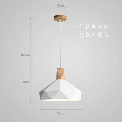 Новинка, 3d Led подвесные светильники, Алмазный металлический Скандинавский современный деревянный металлический светильник, мультяшный креативный подвесной светильник, украшение дома, столовая - Цвет корпуса: B white no hole