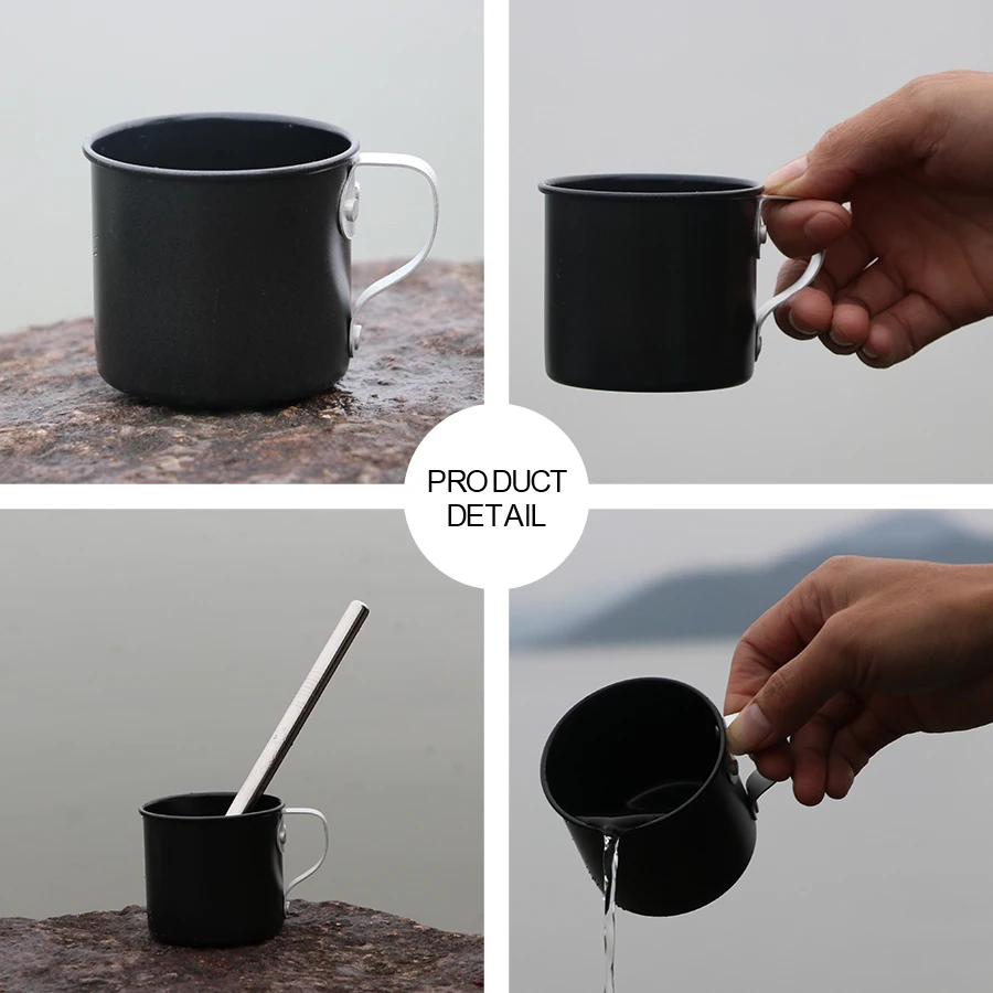 Al aire libre de aluminio portátil taza 0,28 ml de acero inoxidable de Tablewaresl viajes caminando por vaso taza mágica taza de café té negro de la Copa gris