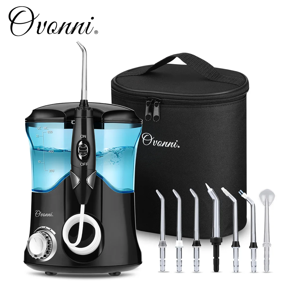 Ovonni ирригатор для полости рта, 7 струй, 10 настроек давления, 600 мл, емкость для воды, семейный набор для орошения полости рта