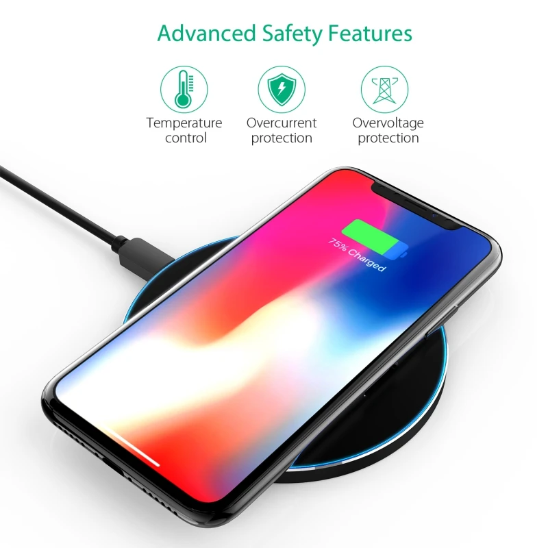 

Ultra-thin Qi Wireless Charger Charging Pad Anti-Slip Phones Charging Stand For Samsung Note 8 S8 for iPhone X / 8 Plus Oneplus