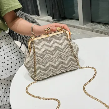 

Women Vintage Fashion Straw Shoulder Bag Beach Tote Messenger Chain Handbag Evening Party Satchel Crossbody Bags