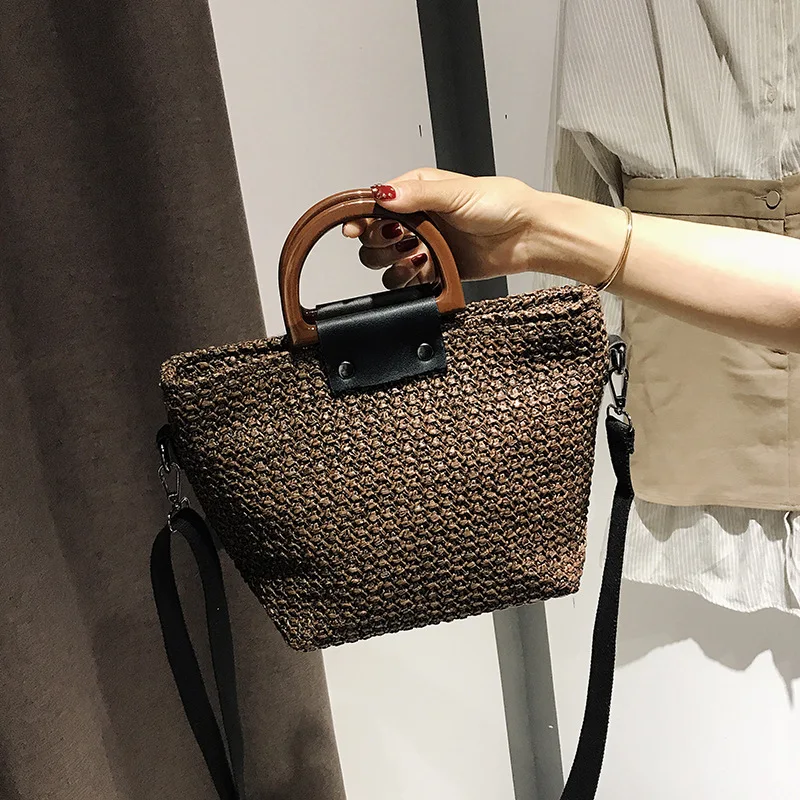 

2019 Brand Designer Hand-woven Straw Bag Women Samll Tote Bags for Summer Travel Handle Crossbody Bag Ladies Shoulder for Girl
