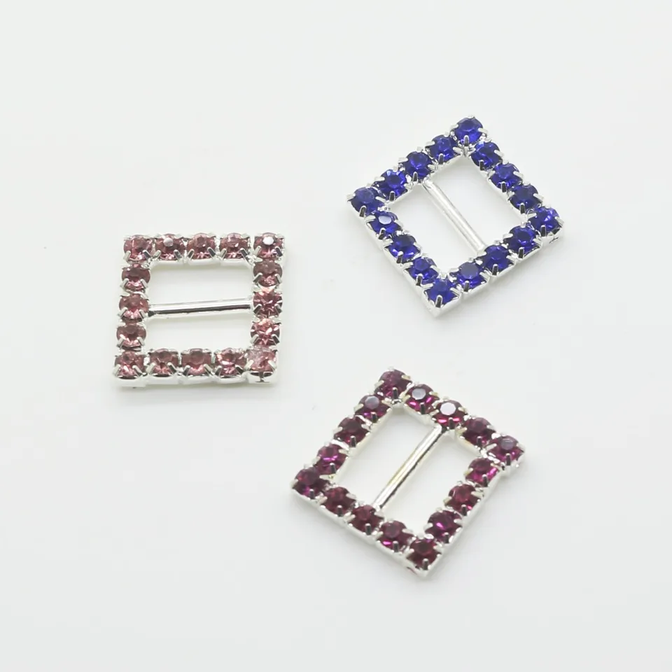10pcs 16mm plata ronda cristal Buckle Ribbon Slider para