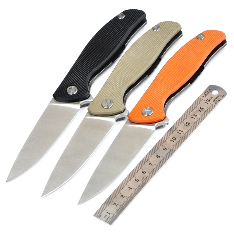 

High Quality 58-59HRC D2 blade G10 + steel handle folding knife outdoor camping survival tool hunting tactical EDC folding knife