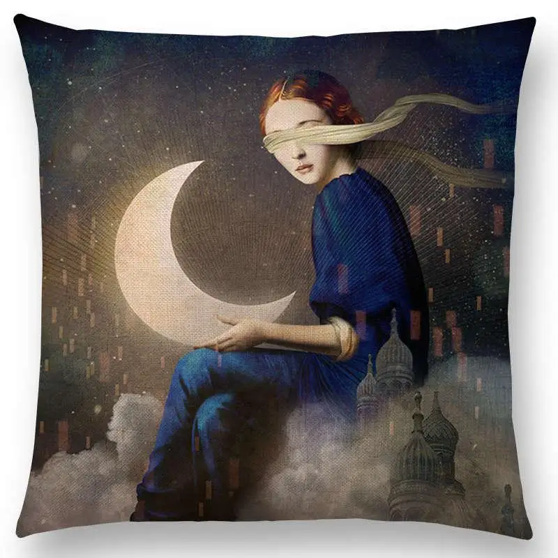Горячая Распродажа Элегантная Леди милая девушка Шекспир картины в стиле фентези луна ночь Лебедь сон деревья наволочка диванная Подушка Чехол - Цвет: a010024