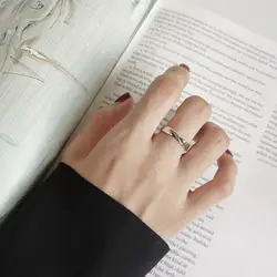 Для женщин Аутентичные S925 стерлингового серебра ювелирные украшения витой регулировать кольцо открытый J524