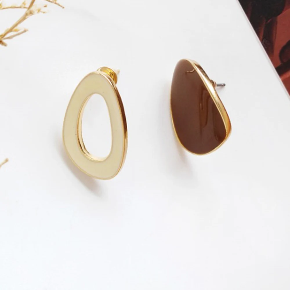 

Chadestinty Asymmetry Water Drop Shaped Earring Colorful Black Enamel Stud Earrings For Women Vintage Jewelry Earings oorbellen
