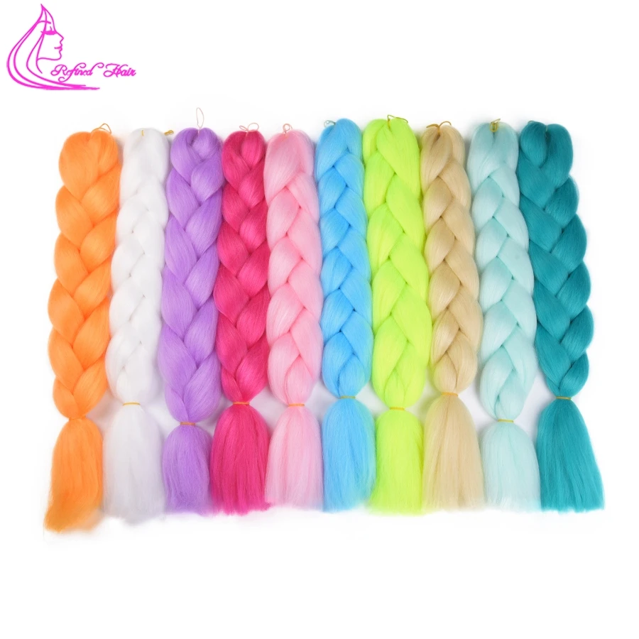 

Refined Hair Synthetic Expression Braiding Hair Extensions 24Inch 60cm 100g Jumbo Braids Crochet Braid Hairstyles