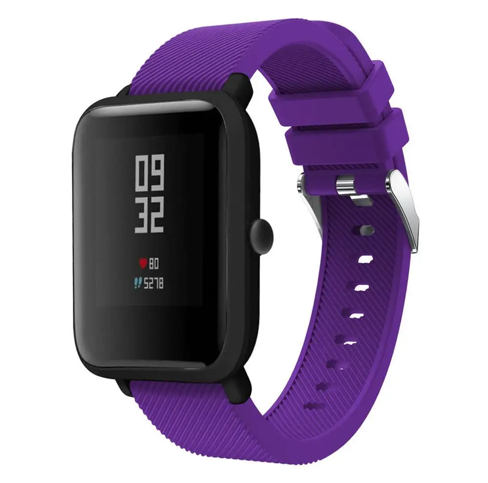 20 мм силиконовый ремешок для часов Huami Amazfit Bip Youth Lite Band для xiaomi huami amazfit Bip BIT PACE Lite Youth ремешок - Цвет ремешка: purple