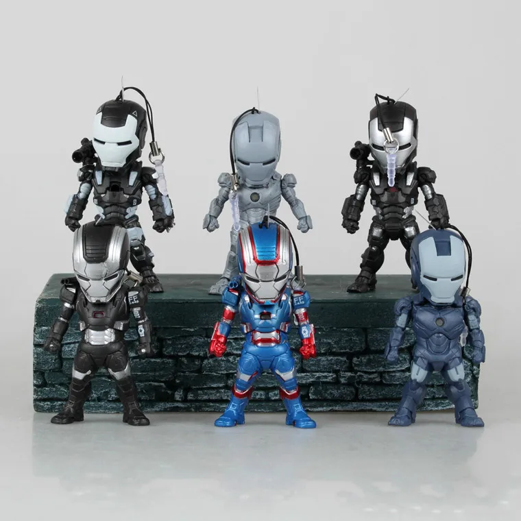 

Avengers Superhero Iron Man Iron Patriot War Machine Mini 9cm Dolls 6pcs/set Movie PVC Action Figure Free Shipping
