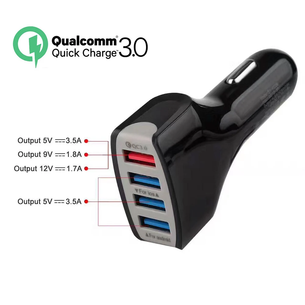 Универсальный QC3.0 4 usb порта Быстрая зарядка мобильного Ph, один автомобильный адаптер зарядного устройства