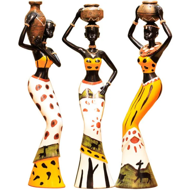 

3 Pieces Creative Home Decoration Crafts African Characters Resin Small Ornaments Living Room Bedroom Special Gift Decoration