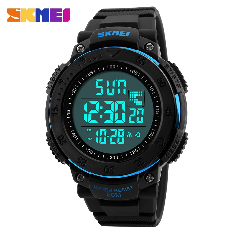 cheap SKMEI 1237 Men Sports Electronic Watches 50M Waterproof Digital Fashion Watch Multiple Time Zone Chronograph Alarm Wristwatches