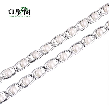 

Middle Pearl Alloy Chains Gold/Silver Plated Aluminum Inlaid 16*6MM DIY Necklace Jewelry Makings Findings 1146