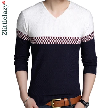 

2019 designer pullover stitching men sweater mens thick winter warm jersey knitted sweaters mens wear slim fit knitwear 53011