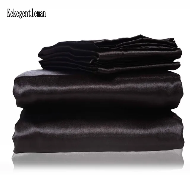 Best Offers Satin Black Silk Bedding Set With Duvet Cover Bed Sheet Pillow Cover Luxury Satin Bedding Bed Linen King Queen Twin Size Best Offers Satin Black Silk Bedding Set With Duvet Cover Bed Sheet Pillow Cover Luxury Satin Bedding Bed Linen King Queen Twin Size