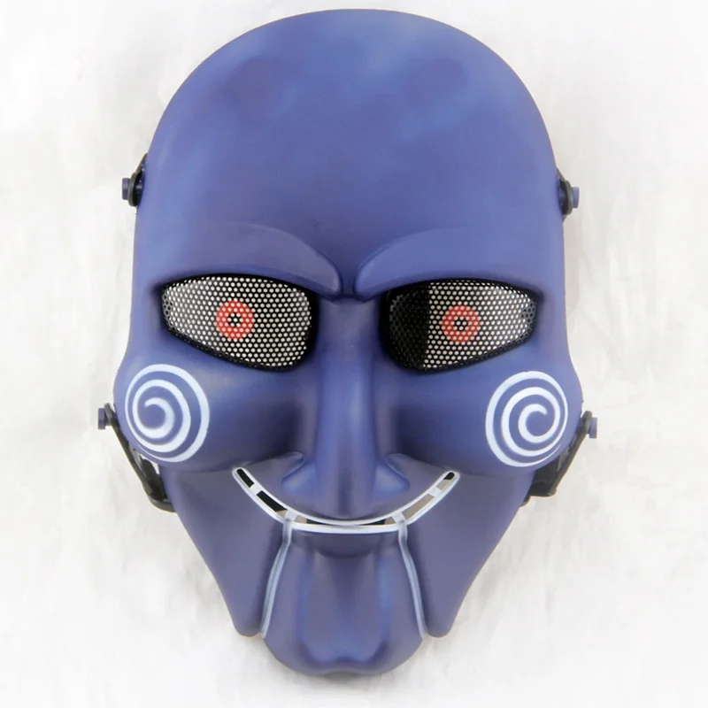 Тактическая пила, пазл, кукольная маска для косплея на Хэллоуин, сетка, Череп, военная армейская военная игра, страйкбол, пейнтбол, маски - Цвет: Синий
