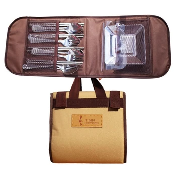 

Outdoor Stainless Steel Tableware Suit Camping Picnic Barbecue Supplies Large Capacitysuit Tableware Tool