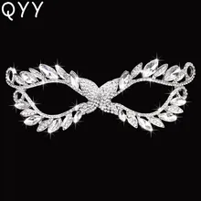 QYY Classic Rhinestone Alloy Masquerade Masks Women Ladies for Party Face Jewelry Decorations