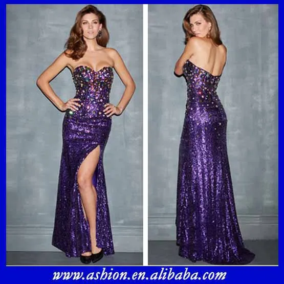 purple sequin dress long