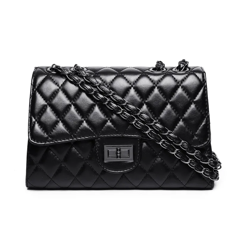 

New Fashion Leather Quilted Bag Women Crossbody Shoulder Bags Lady Designer Brand Women Messenger Bags Small Girl Balck
