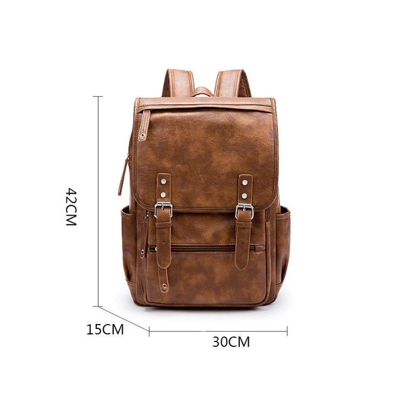 Мужской винтажный рюкзак из ПУ кожи с несколькими карманами|rucksack vintage|leather backpack